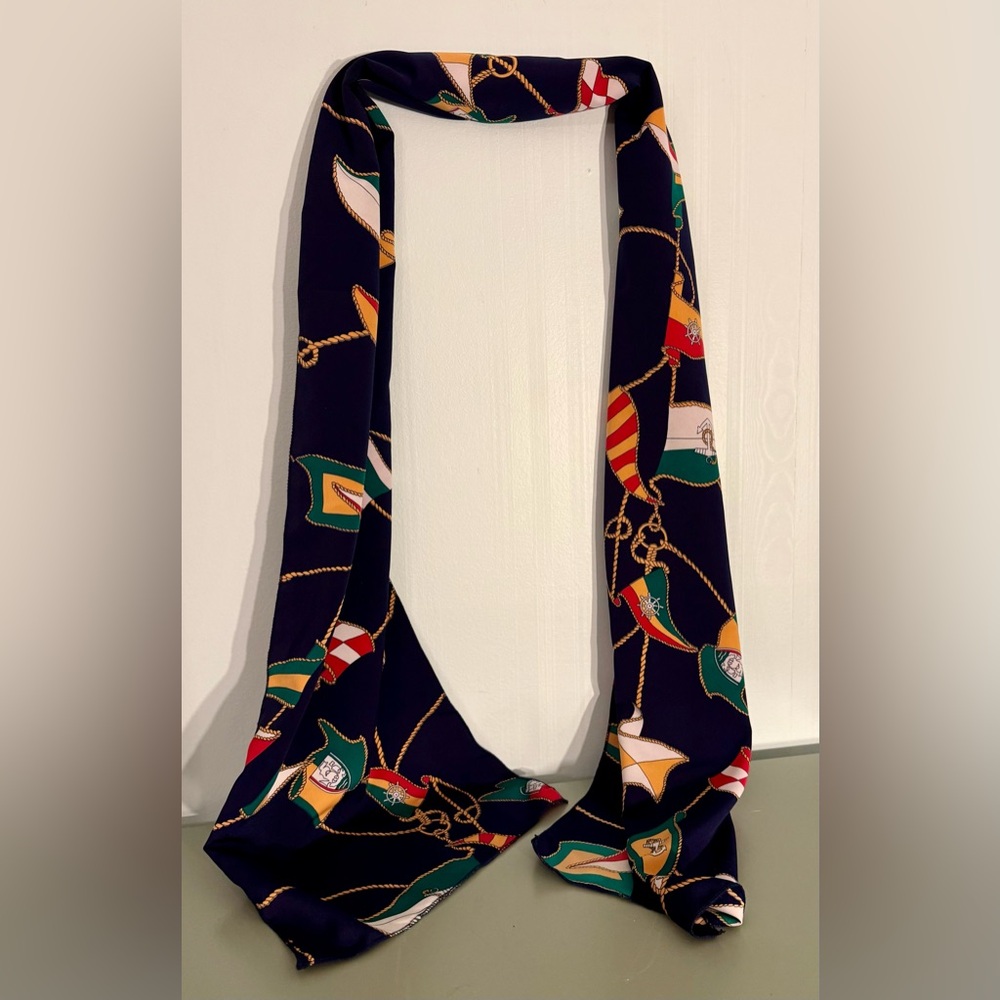 Navy Nautical and Flag Patterned Scarf